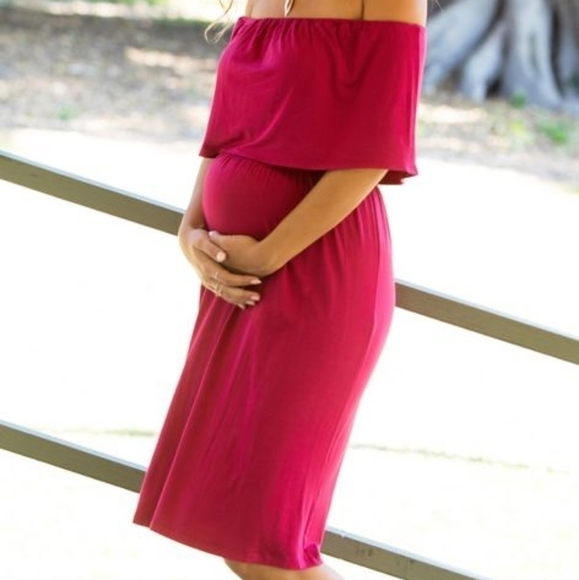 MOTHER Bee Off-the-shoulder Maternity Dress - Picture 1 of 5